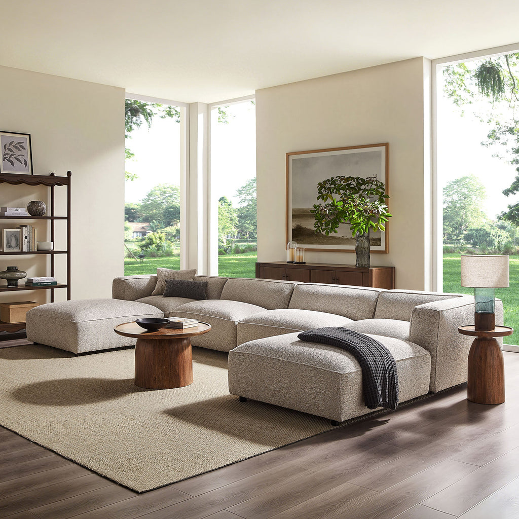 Sectionnel modulaire rembourré bouclé Auren 6 pièces à croisillons