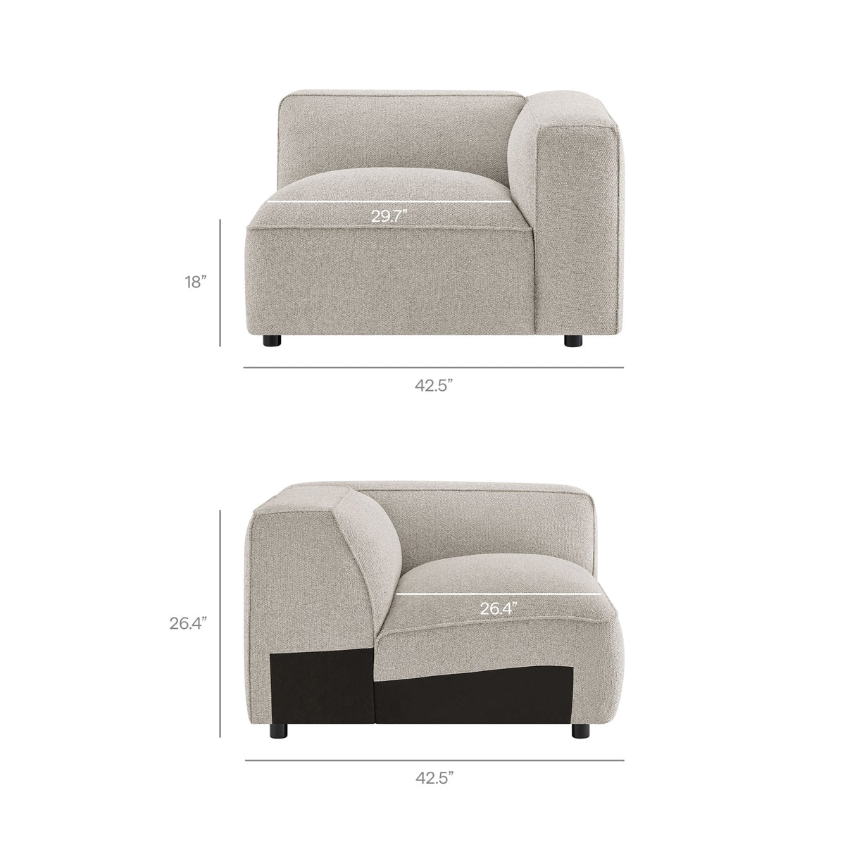 Sectionnel modulaire rembourré bouclé Auren 6 pièces à croisillons