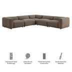 Sectionnel d'angle modulaire capitonné Auren 5 pièces en bouclette à motif lattis