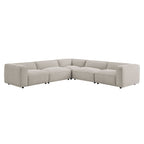 Sectionnel d'angle modulaire capitonné Auren 5 pièces en bouclette à motif lattis