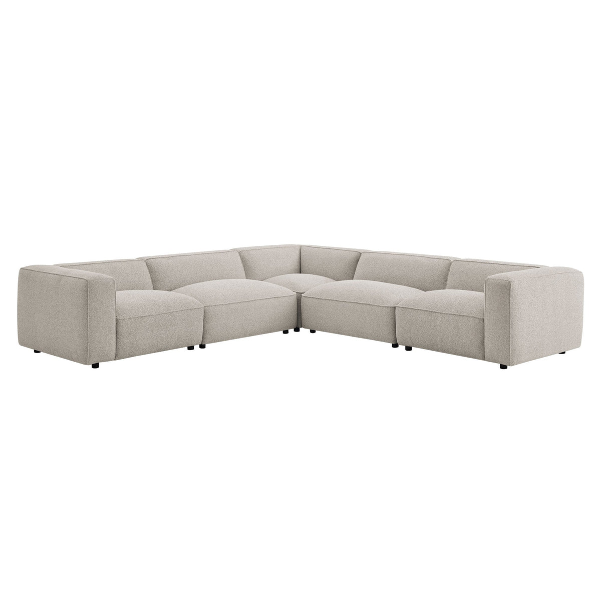 Sectionnel d'angle modulaire capitonné Auren 5 pièces en bouclette à motif lattis