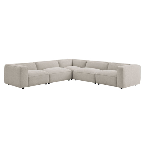 Sectionnel d'angle modulaire capitonné Auren 5 pièces en bouclette à motif lattis
