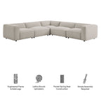 Sectionnel d'angle modulaire capitonné Auren 5 pièces en bouclette à motif lattis