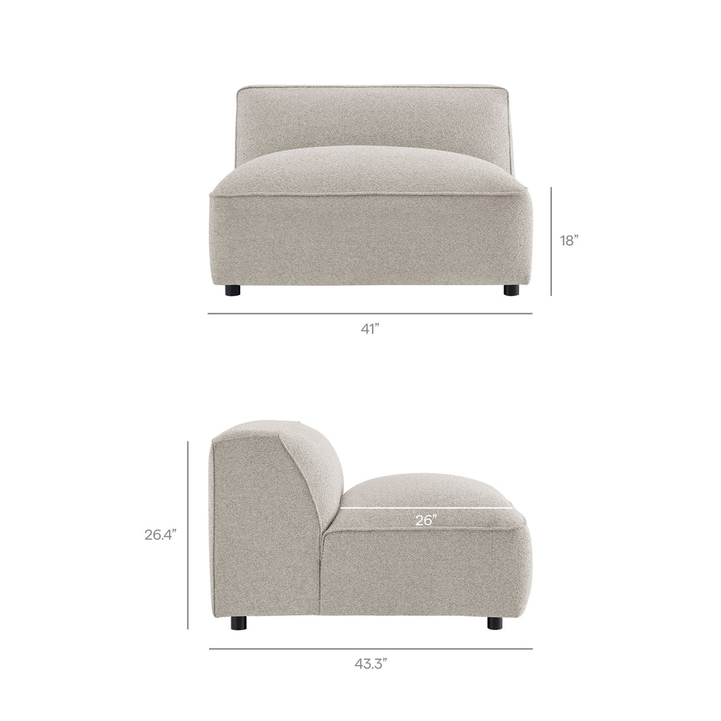 Sectionnel d'angle modulaire capitonné Auren 5 pièces en bouclette à motif lattis