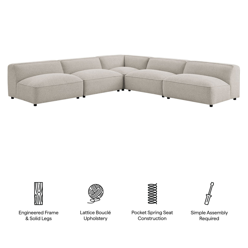 Canapé d'angle modulable rembourré Auren 5 pièces en bouclette à treillis