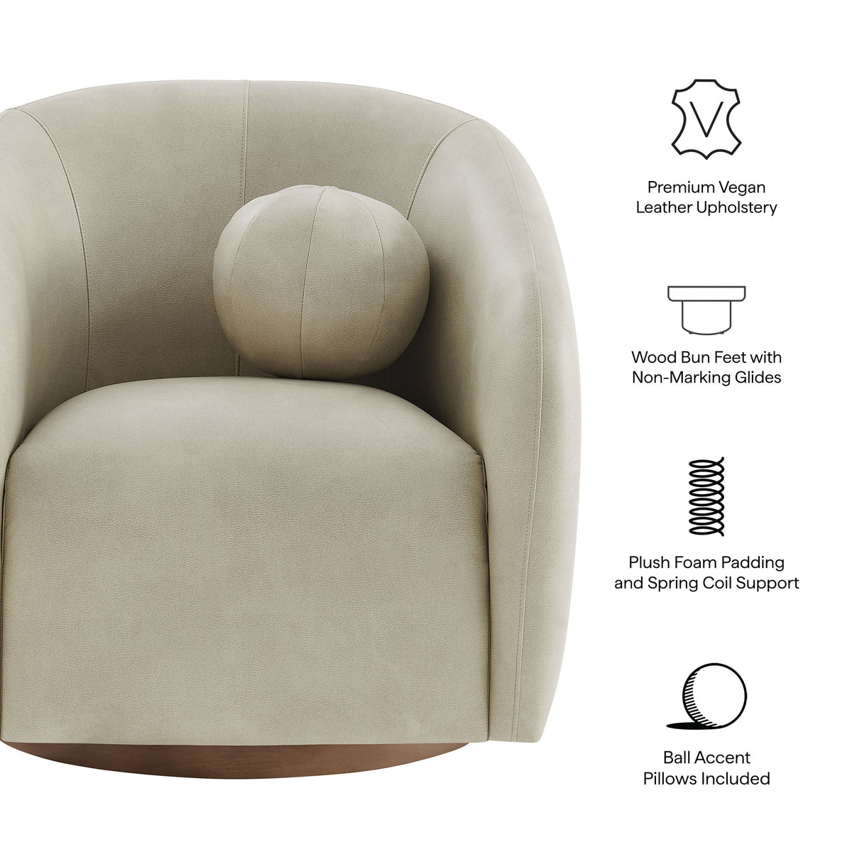 Fauteuil pivotant en cuir végétalien Holland