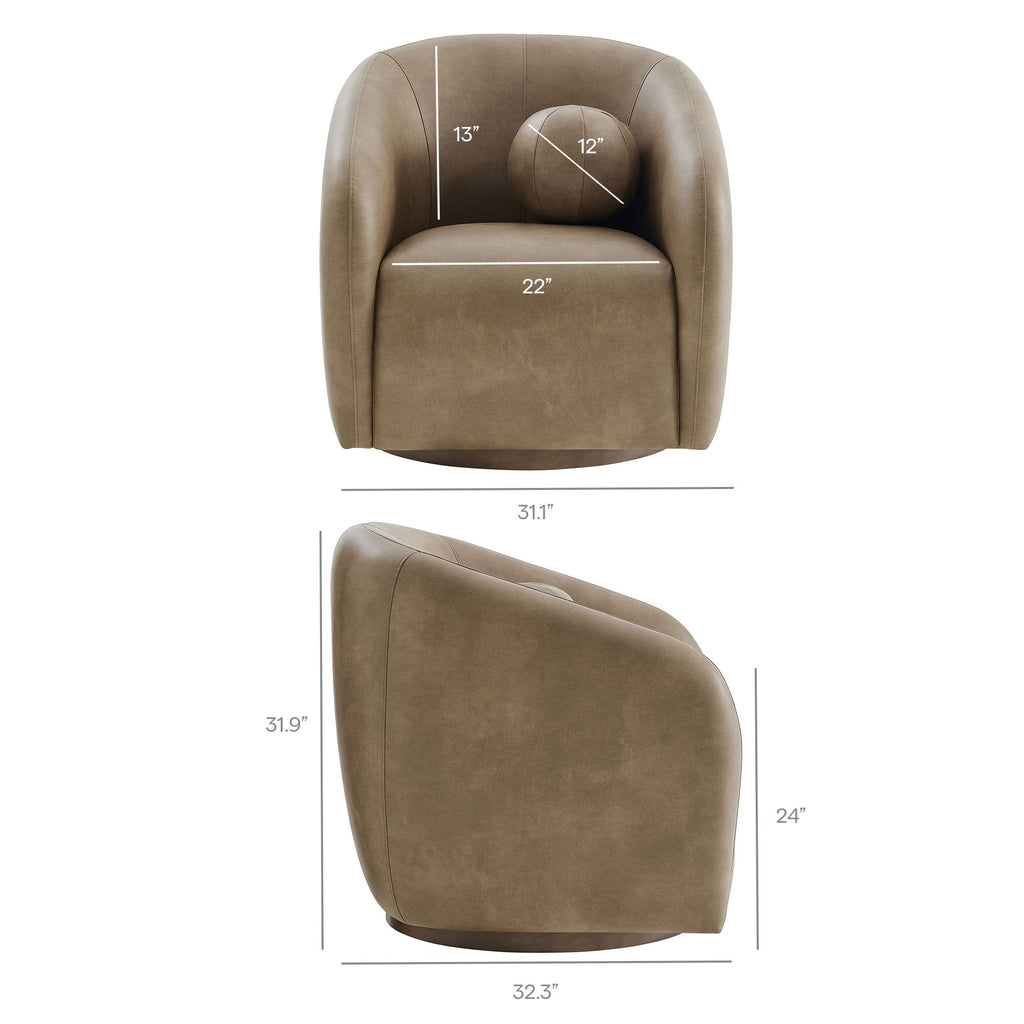 Fauteuil pivotant en cuir végétalien Holland