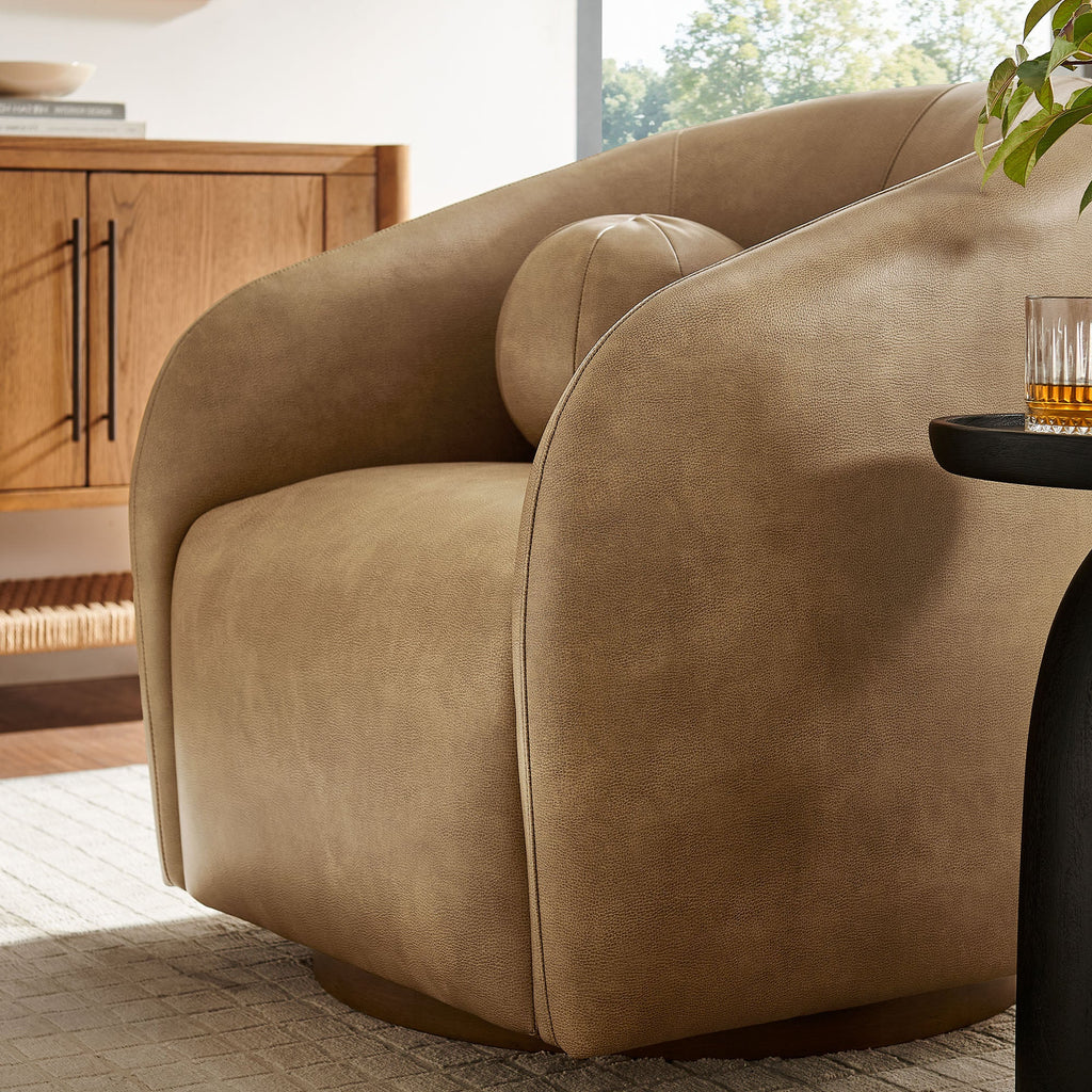 Fauteuil pivotant en cuir végétalien Holland