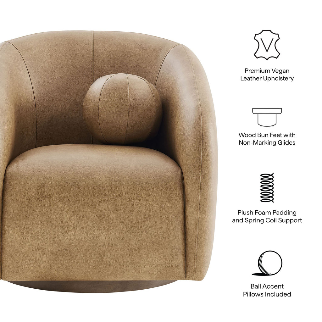 Fauteuil pivotant en cuir végétalien Holland