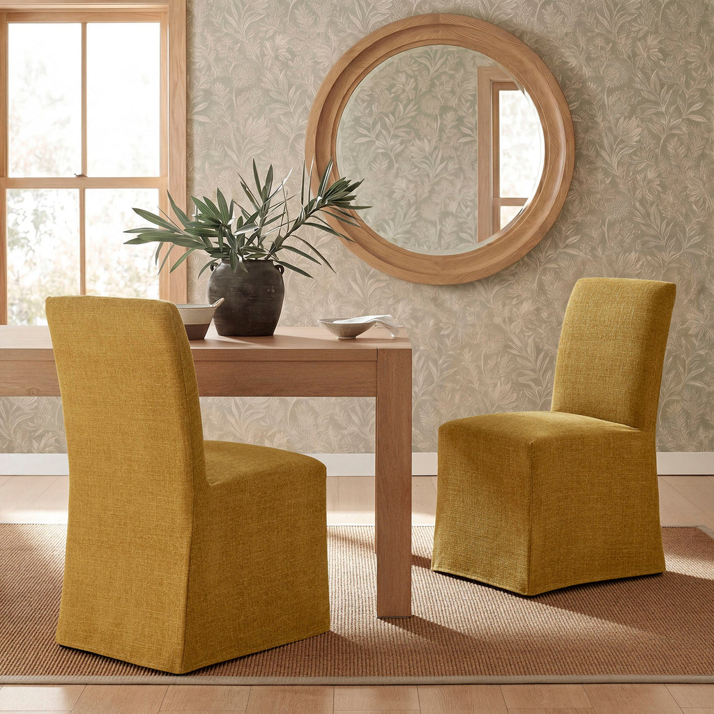 Chaises de salle à manger déhoussables Aster en tissu flammé, lot de 2