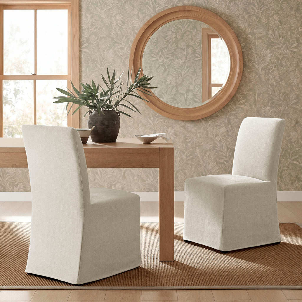Chaises de salle à manger déhoussables Aster en tissu flammé, lot de 2