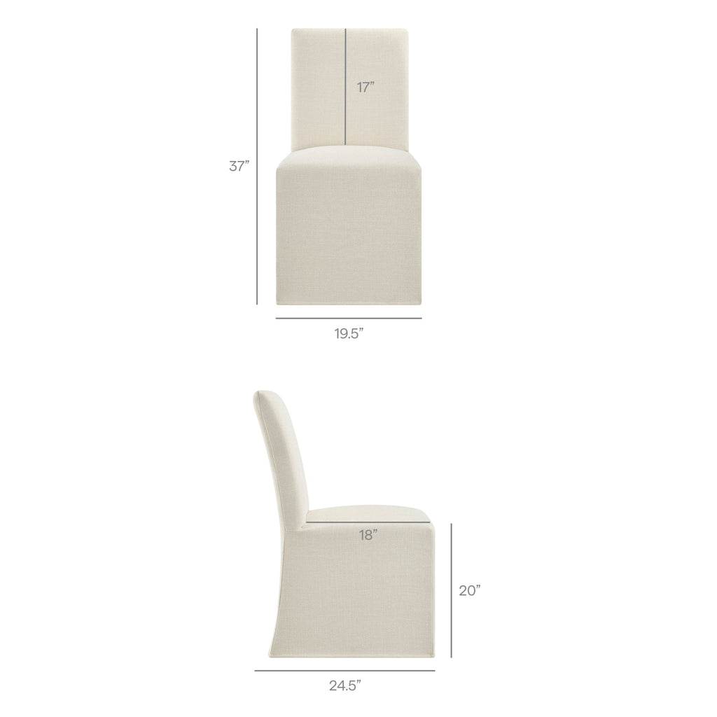 Chaises de salle à manger déhoussables Aster en tissu flammé, lot de 2