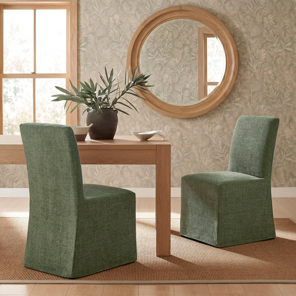 Chaises de salle à manger déhoussables Aster en tissu flammé, lot de 2