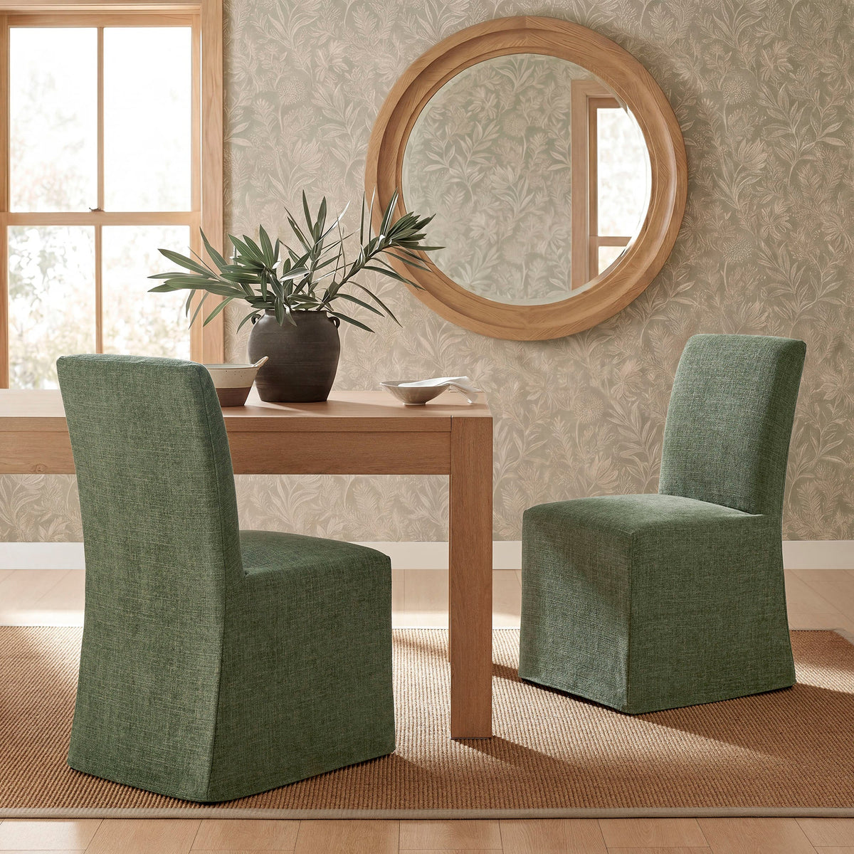 Chaises de salle à manger déhoussables Aster en tissu flammé, lot de 2