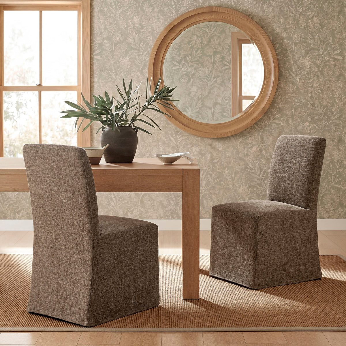 Chaises de salle à manger déhoussables Aster en tissu flammé, lot de 2