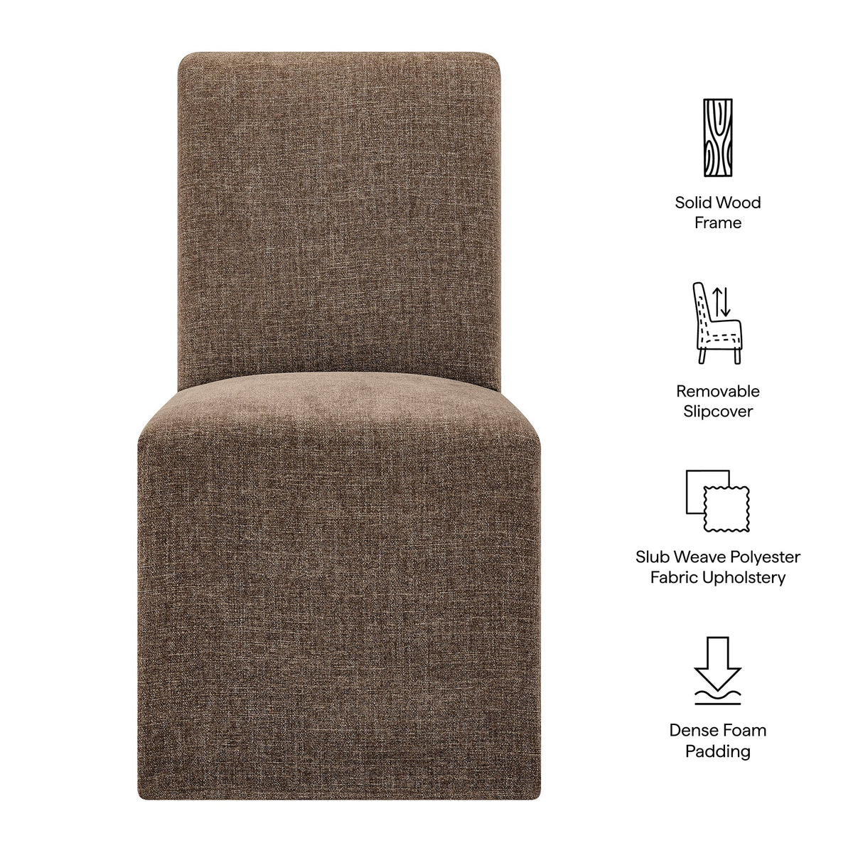 Chaises de salle à manger déhoussables Aster en tissu flammé, lot de 2