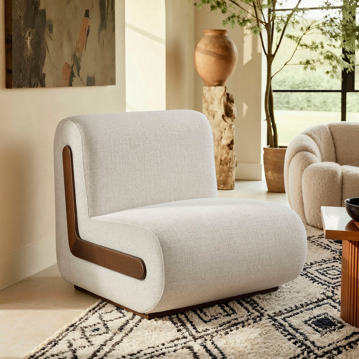 Fauteuil d'appoint en mélange de lin Denby
