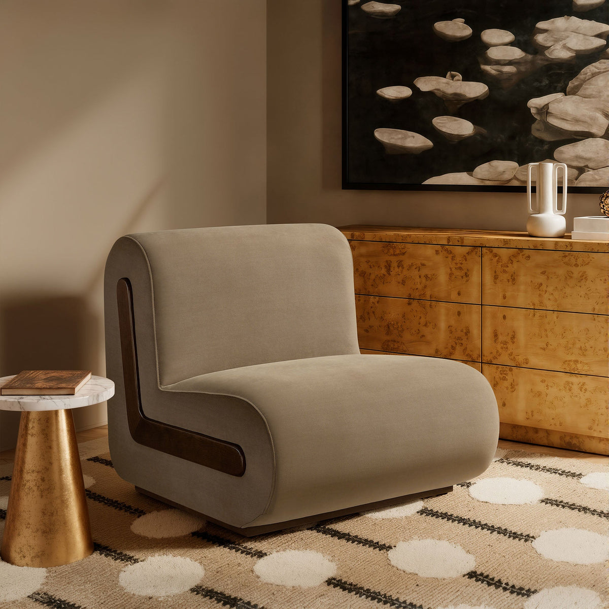 Fauteuil d'appoint en velours Denby Performance