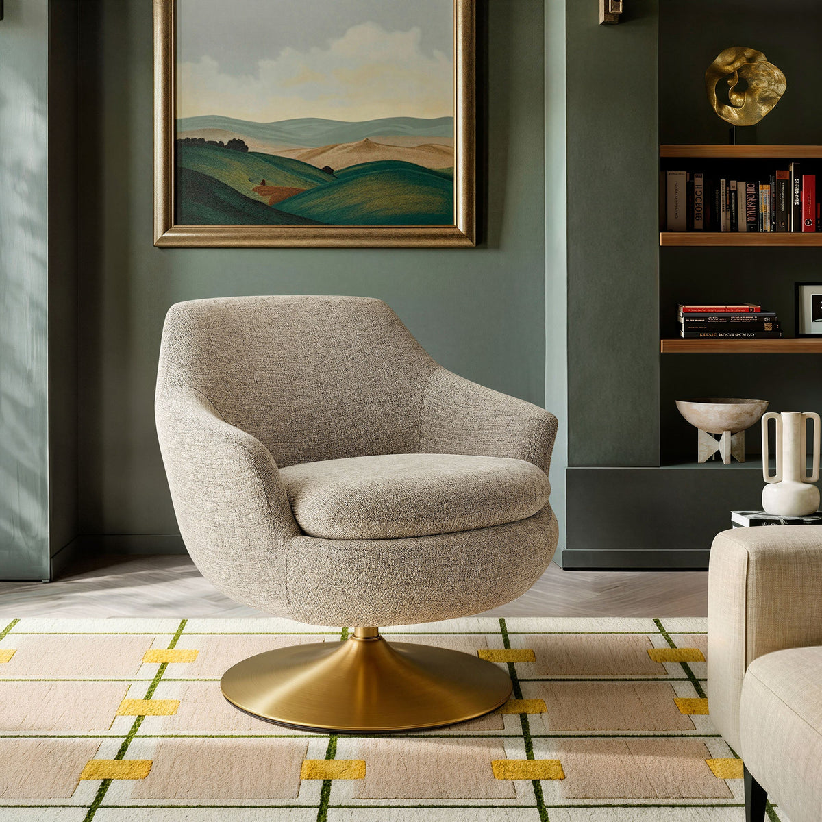 Fauteuil d'appoint pivotant en chenille Quimby Melange