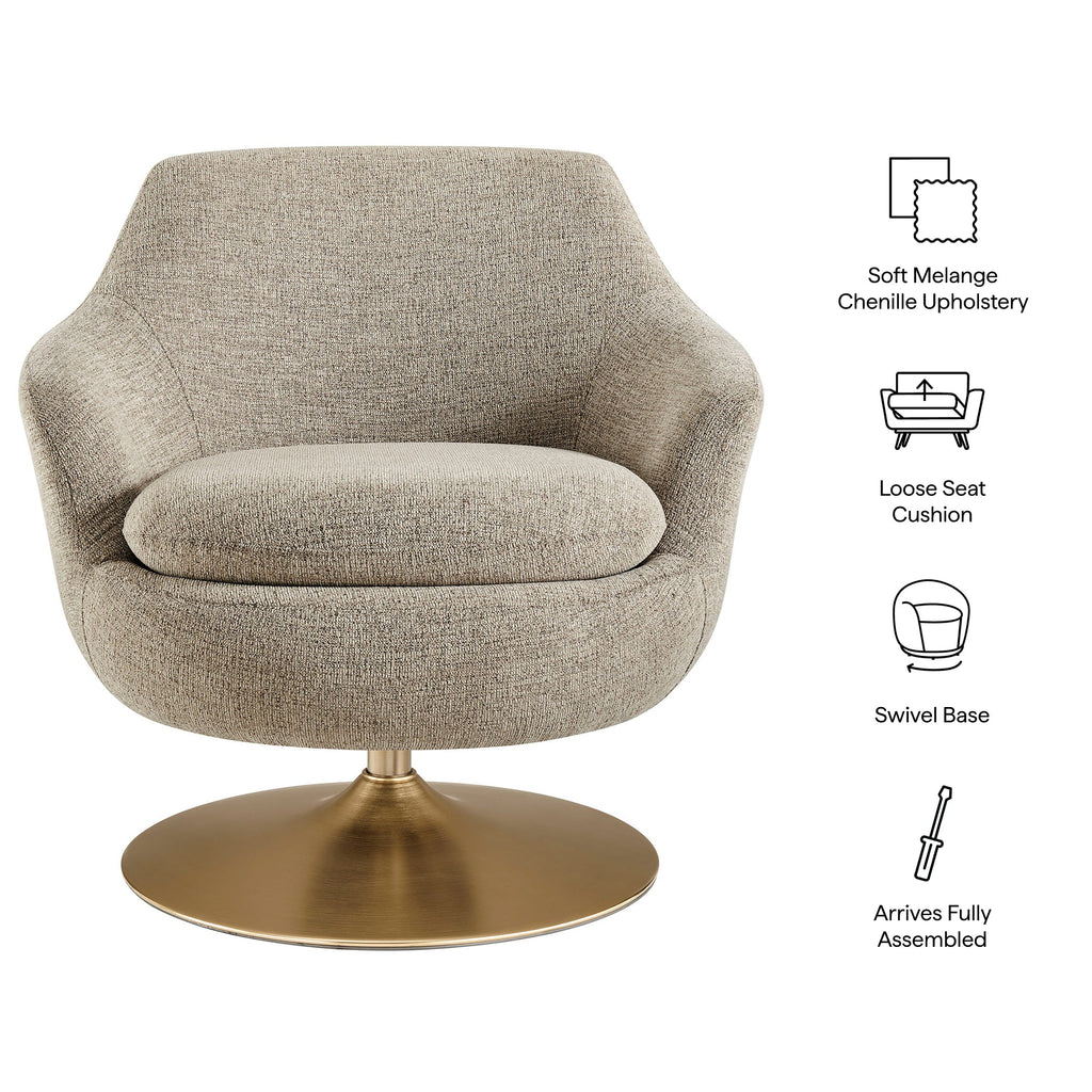Fauteuil d'appoint pivotant en chenille Quimby Melange