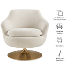 Fauteuil d'appoint pivotant en chenille Quimby Melange