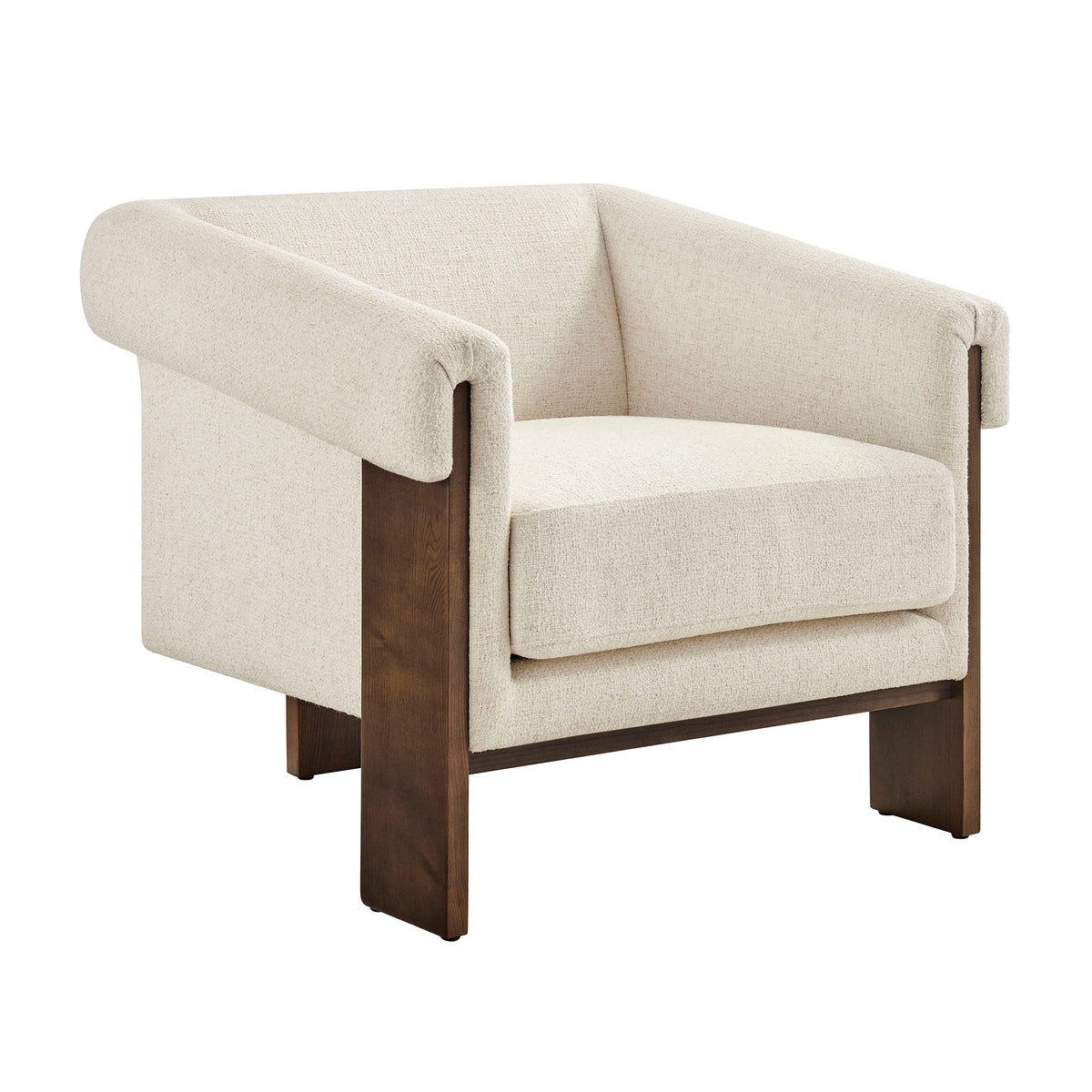 Fauteuil d'appoint trépied en mélange de lin Halbrook