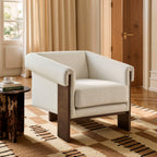 Fauteuil d'appoint trépied en mélange de lin Halbrook
