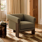 Fauteuil d'appoint trépied en mélange de lin Halbrook