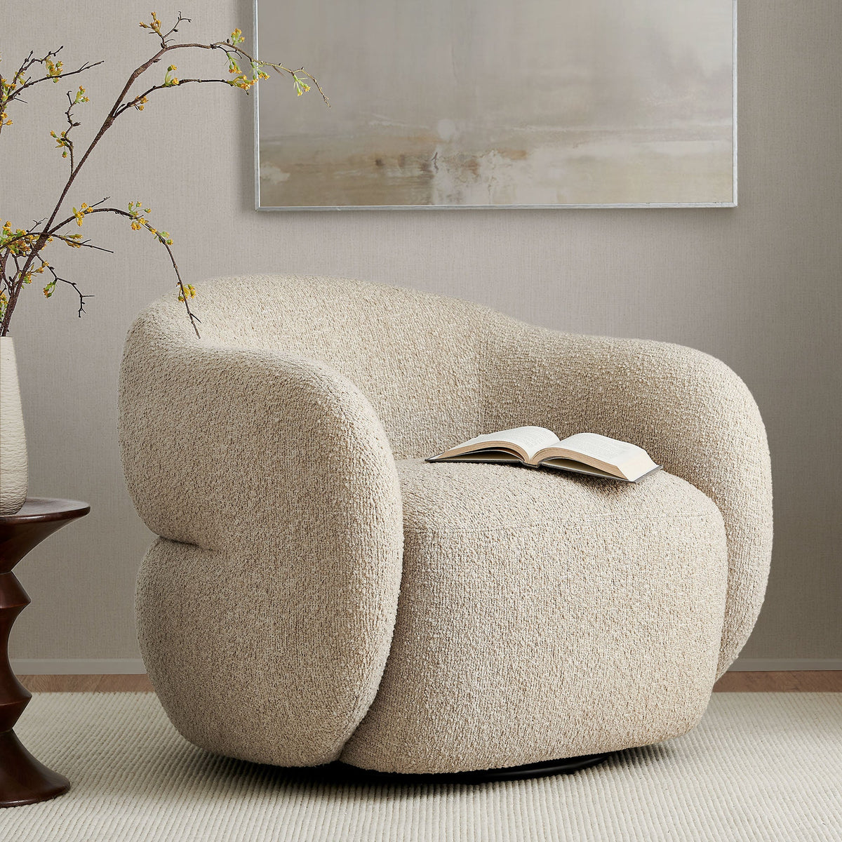 Fauteuil pivotant Selby en tissu texturé