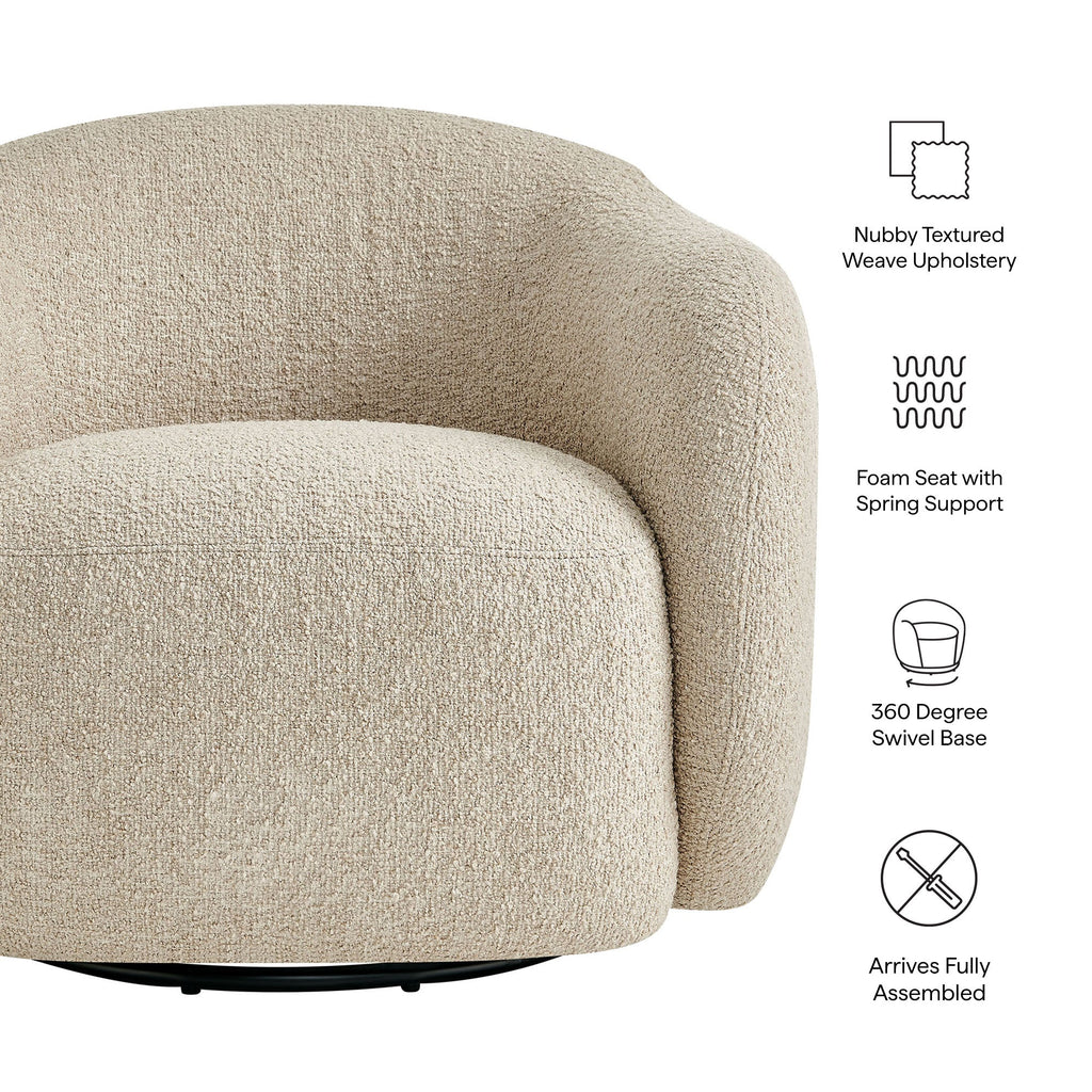 Fauteuil pivotant Selby en tissu texturé