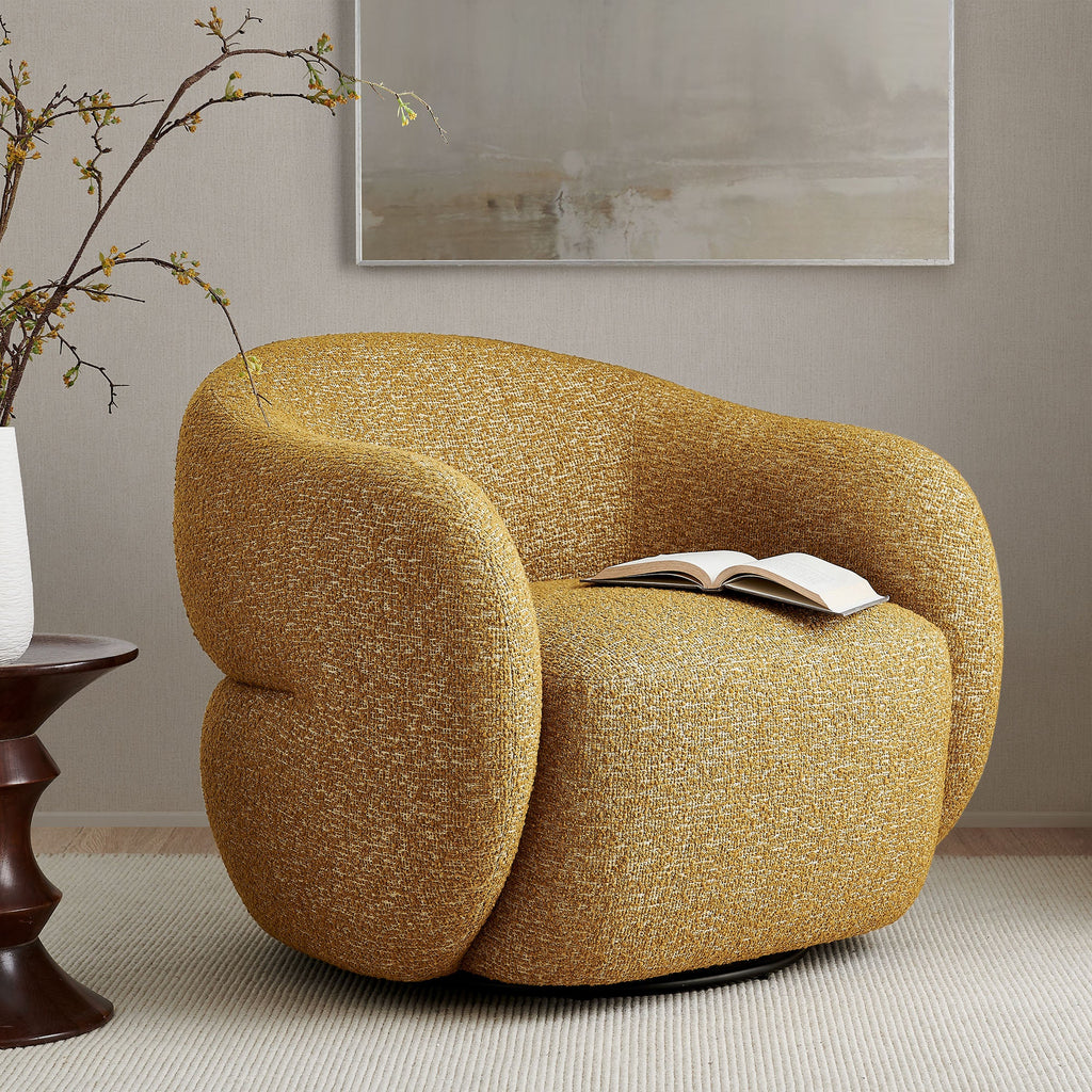 Fauteuil pivotant Selby en tissu texturé