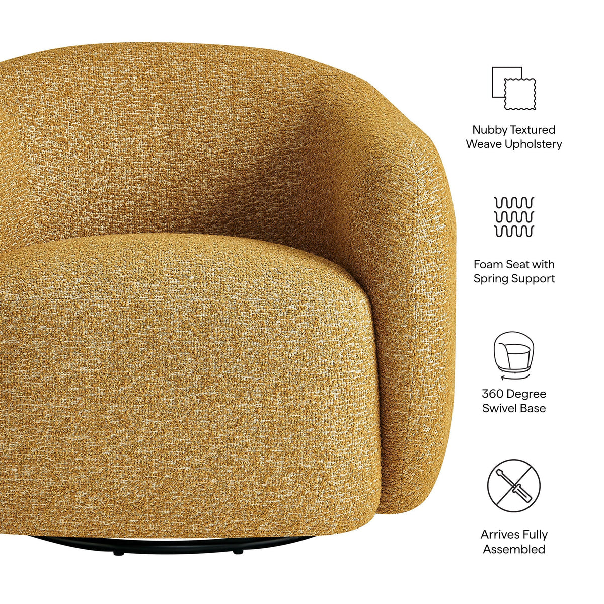 Fauteuil pivotant Selby en tissu texturé