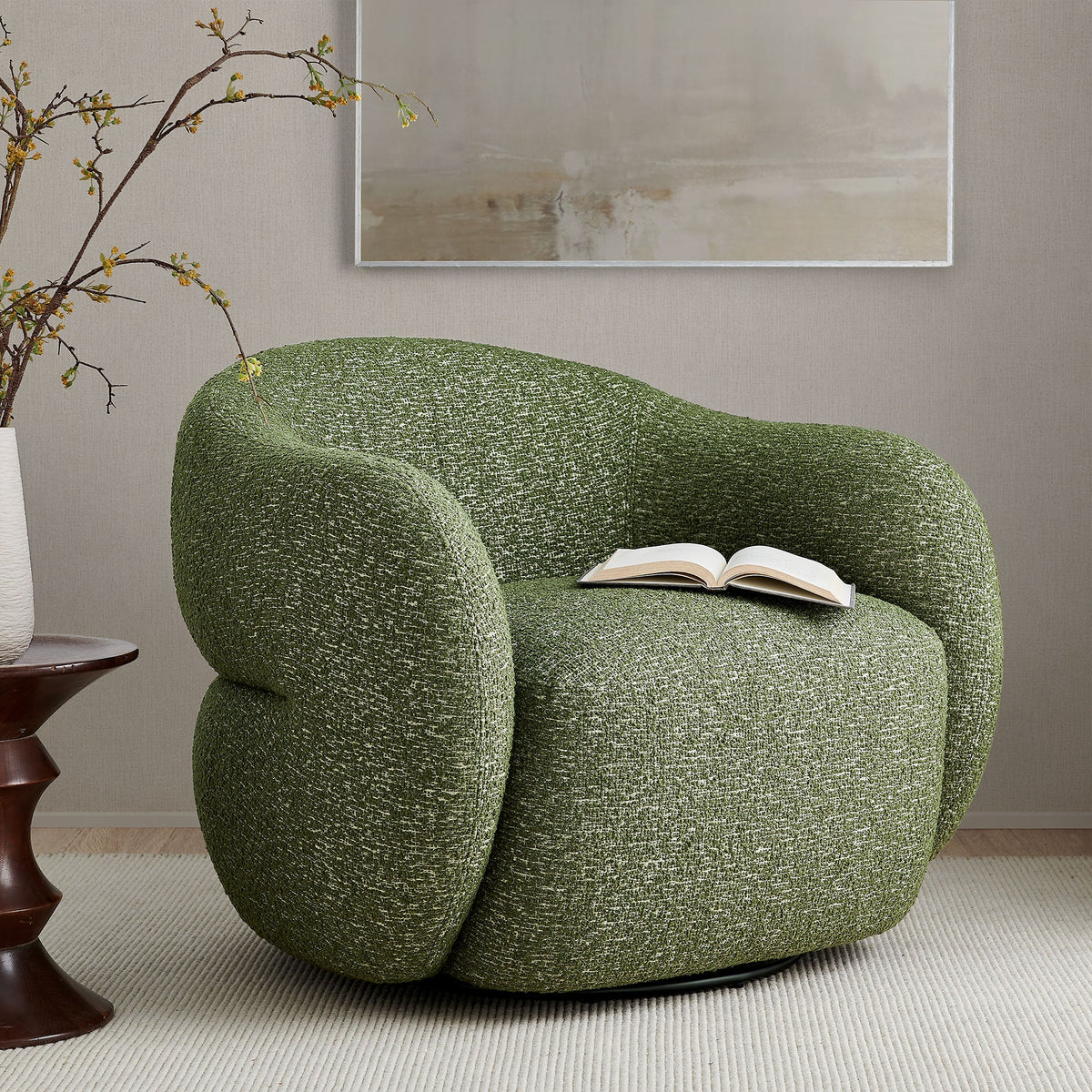 Fauteuil pivotant Selby en tissu texturé