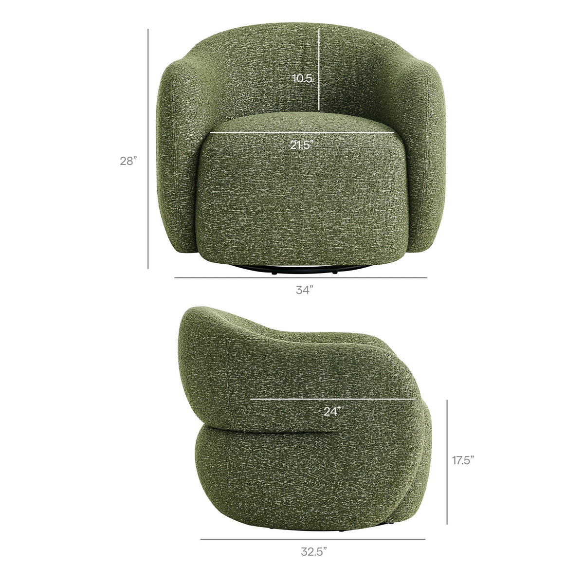 Fauteuil pivotant Selby en tissu texturé