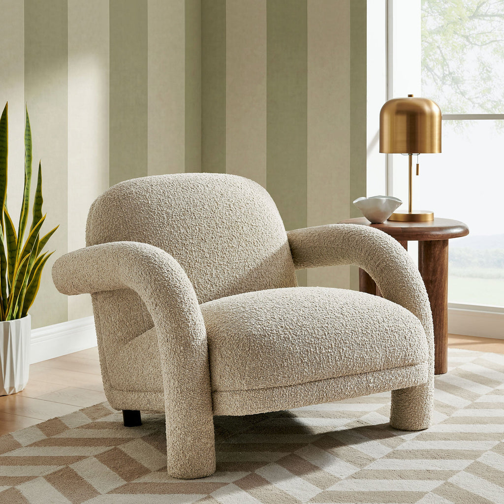 Fauteuil rembourré en tissu texturé Ferris