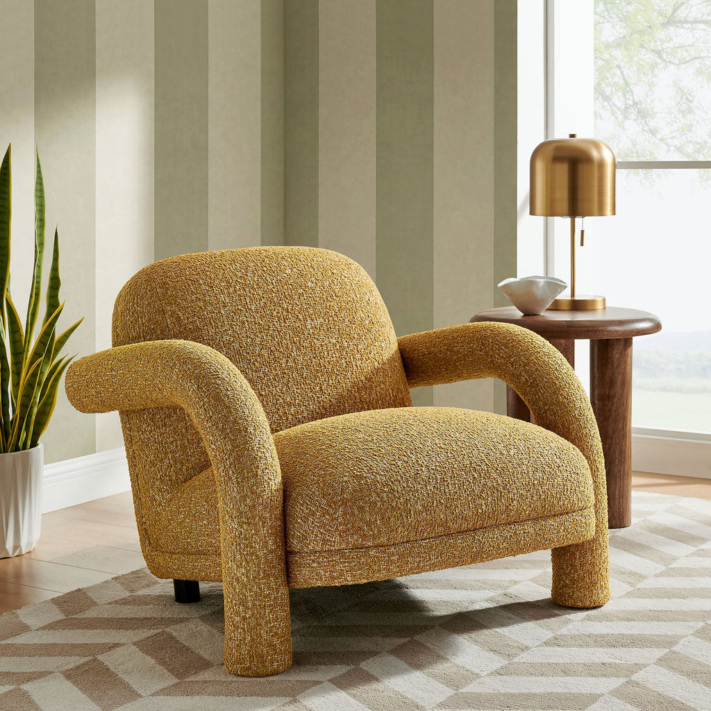 Fauteuil rembourré en tissu texturé Ferris