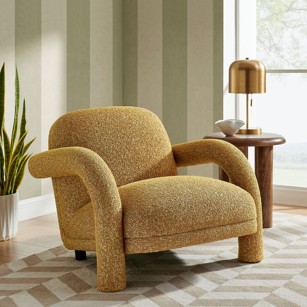 Fauteuil rembourré en tissu texturé Ferris