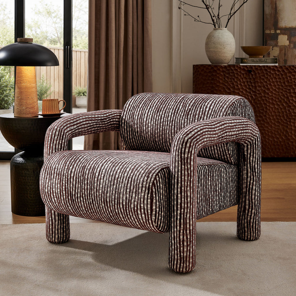 Fauteuil d'appoint en tissu tissé à motif de plumes