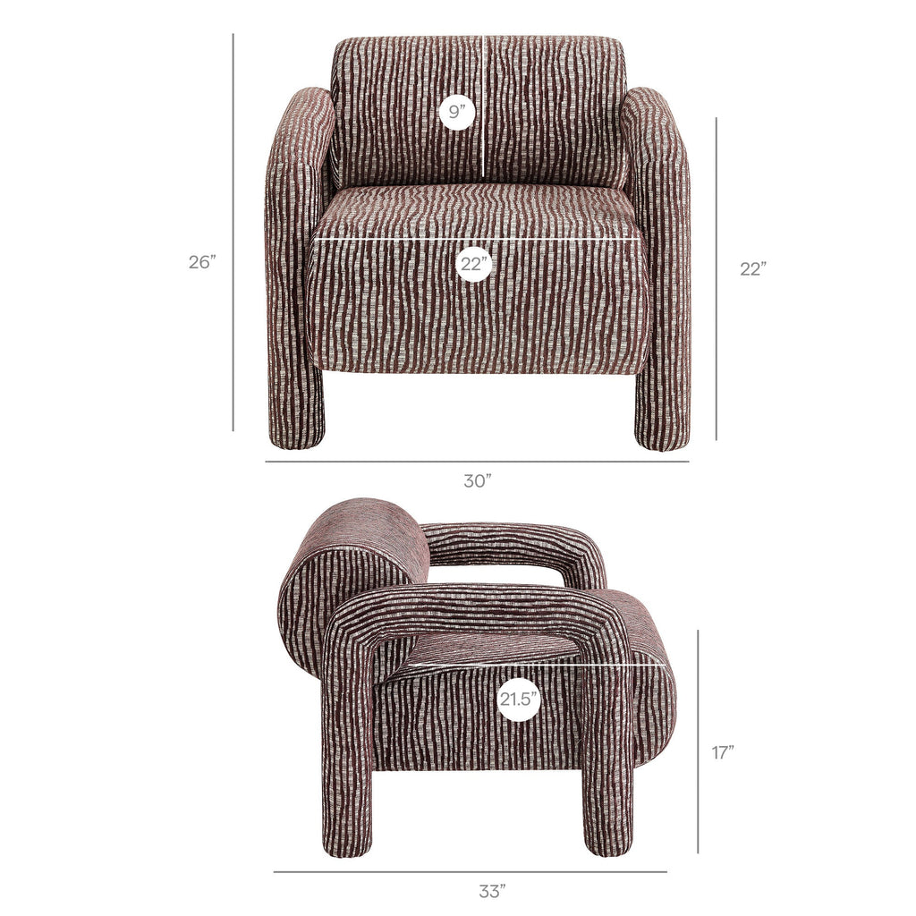 Fauteuil d'appoint en tissu tissé à motif de plumes