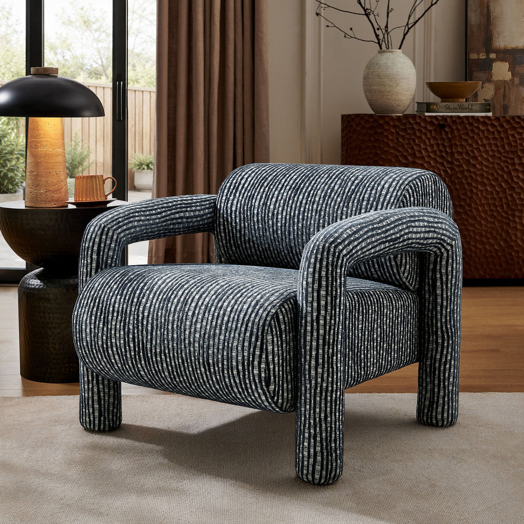 Fauteuil d'appoint en tissu tissé à motif de plumes