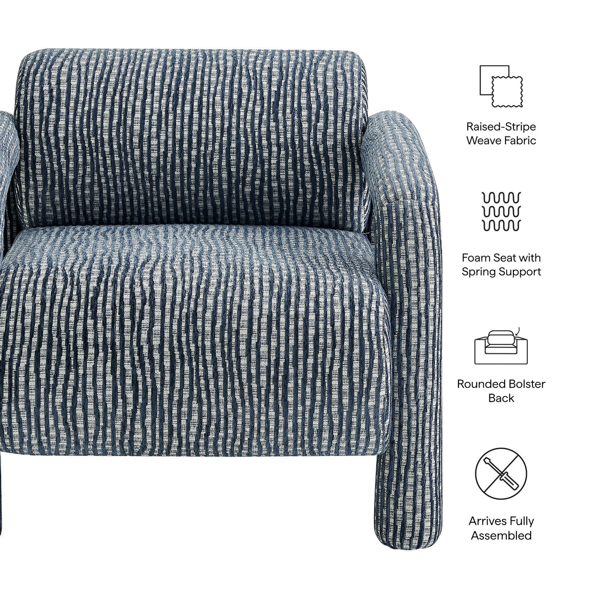 Fauteuil d'appoint en tissu tissé à motif de plumes