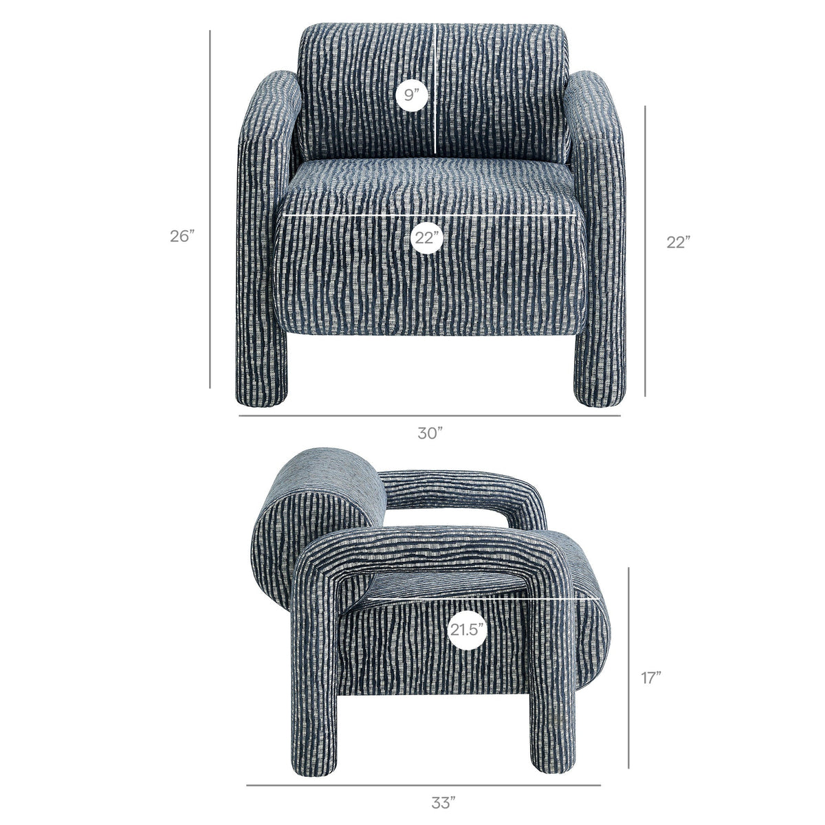 Fauteuil d'appoint en tissu tissé à motif de plumes