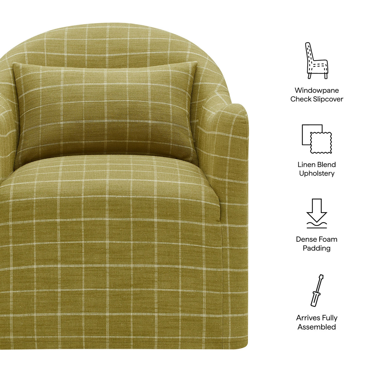Fauteuil d'appoint déhoussable en mélange de lin Bardot