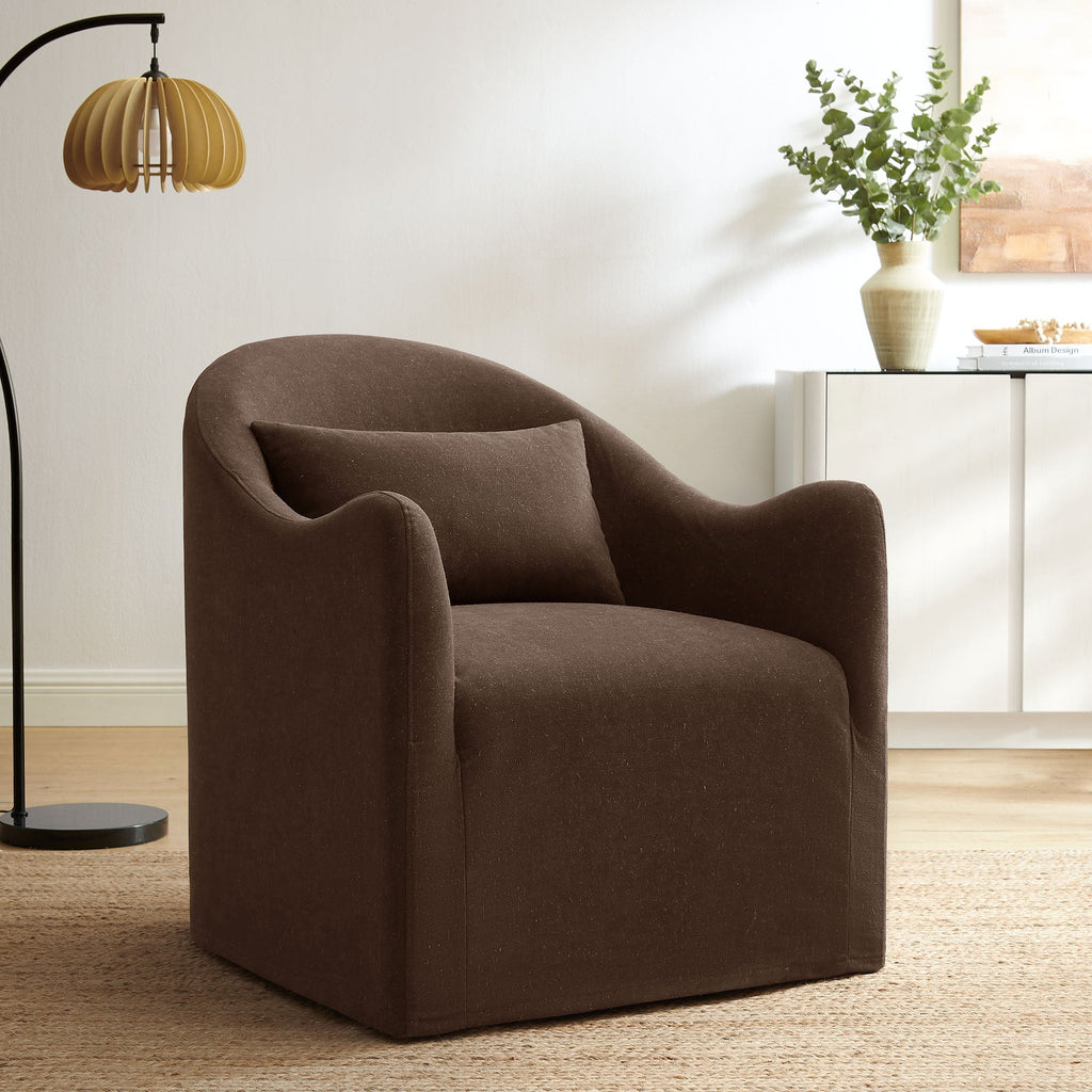 Fauteuil d'appoint déhoussable en mélange de lin Bardot