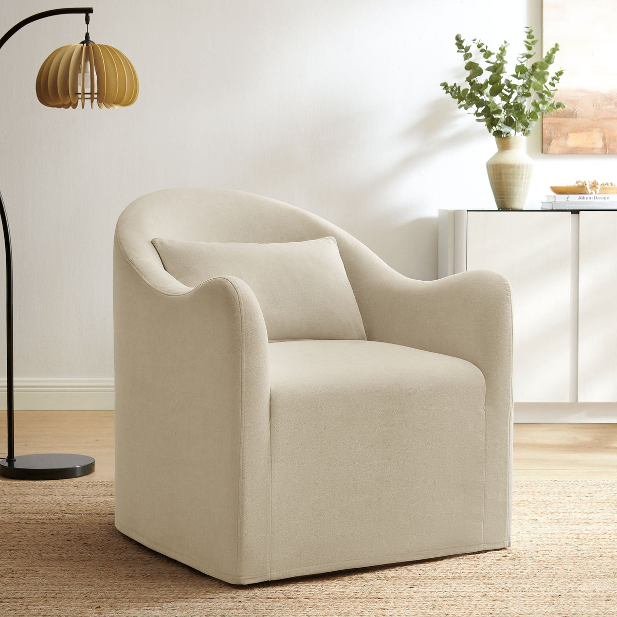 Fauteuil d'appoint déhoussable en mélange de lin Bardot