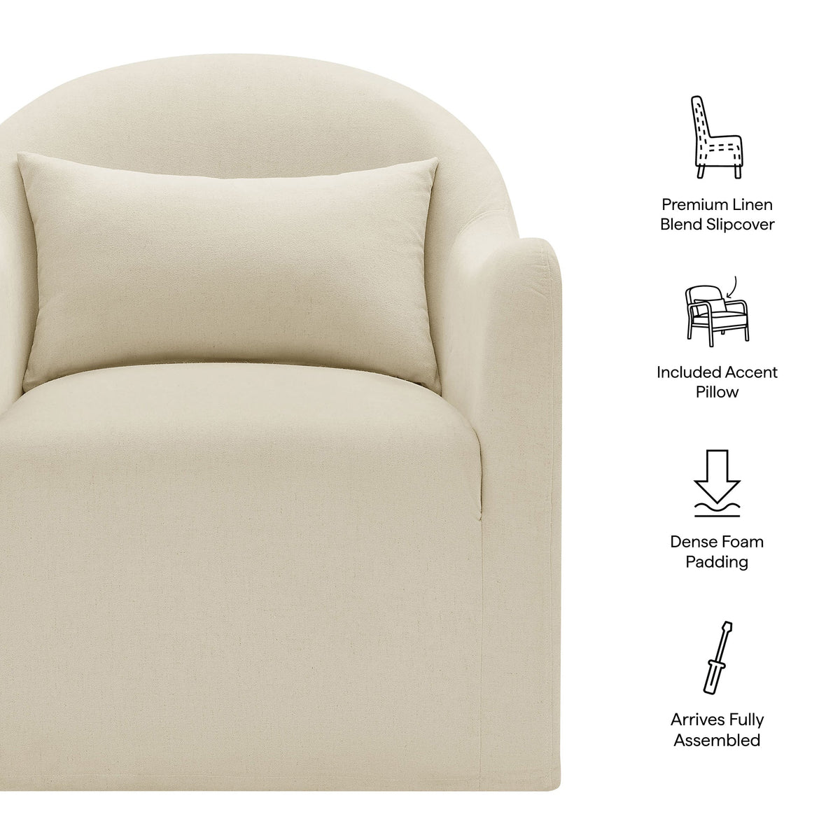 Fauteuil d'appoint déhoussable en mélange de lin Bardot