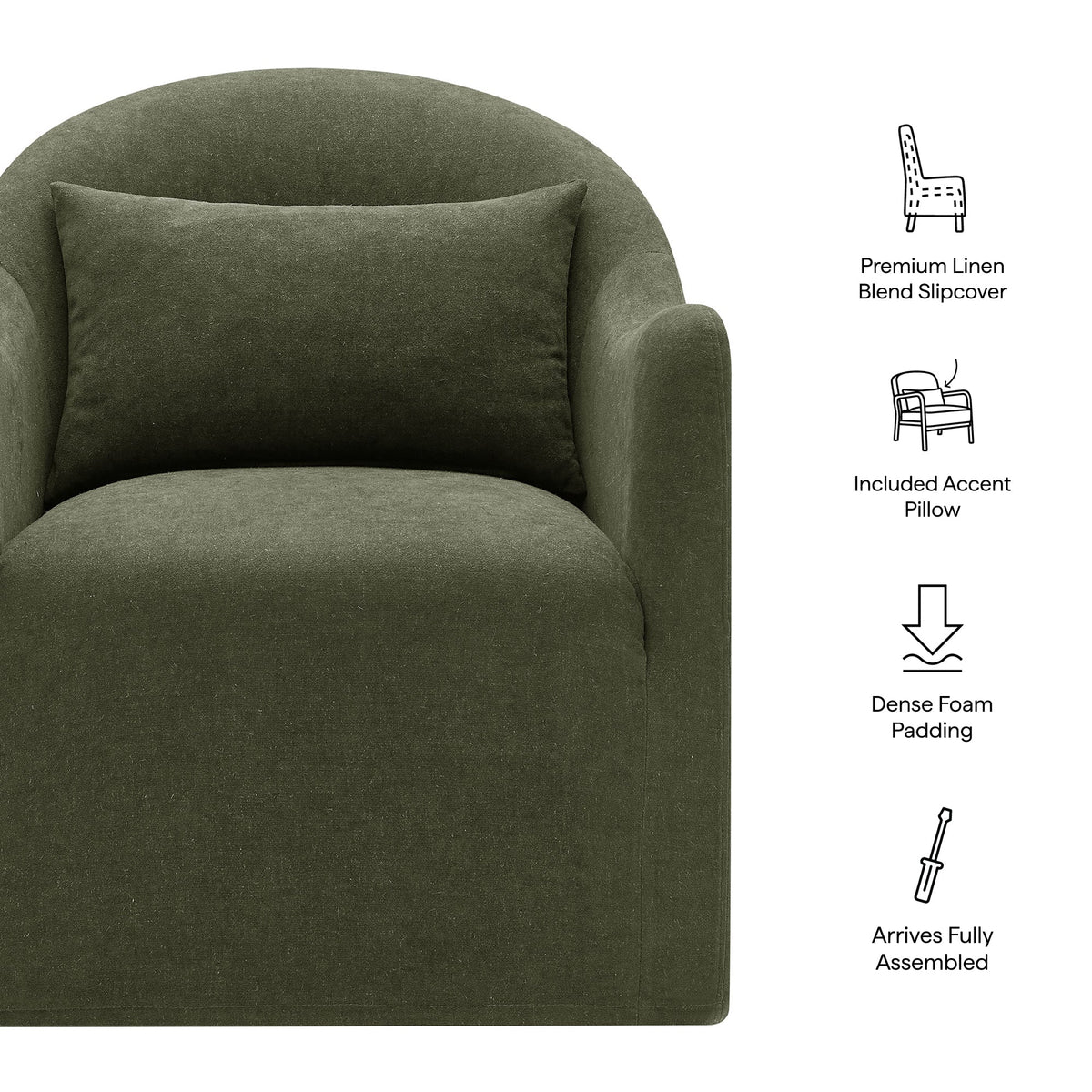 Fauteuil d'appoint déhoussable en mélange de lin Bardot