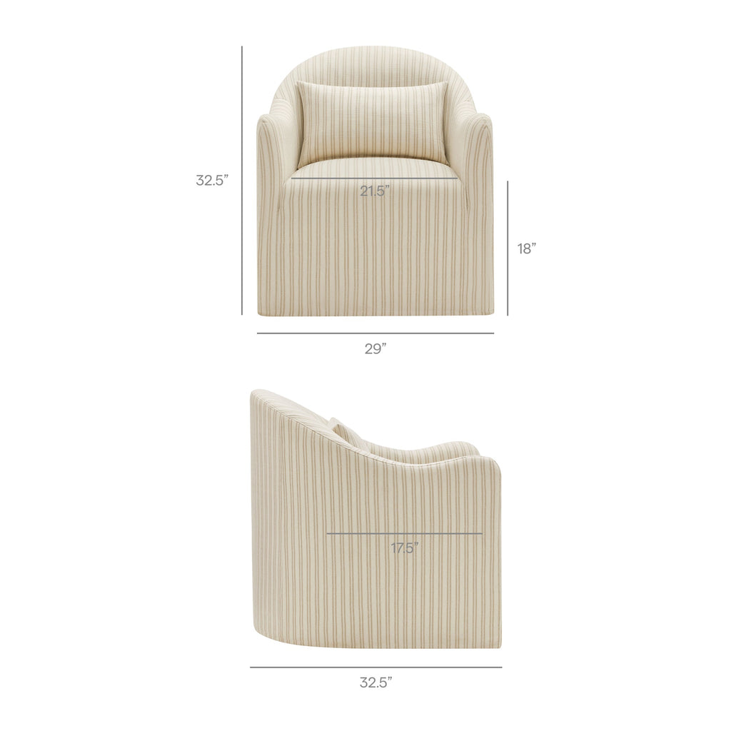 Fauteuil d'appoint déhoussable à rayures Bardot