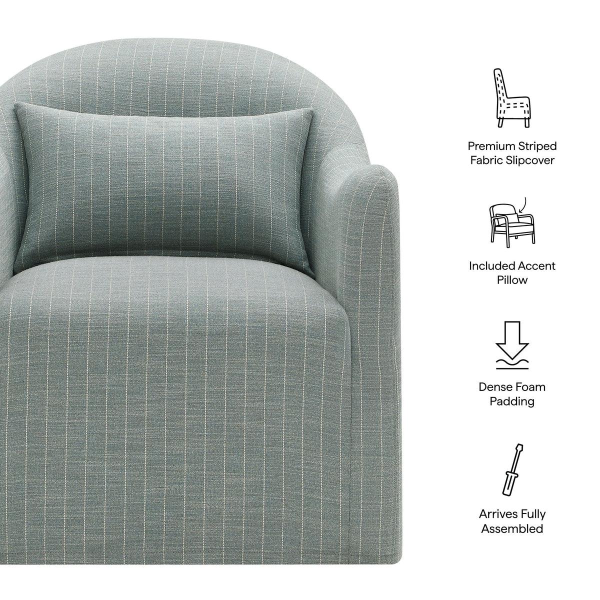 Fauteuil d'appoint déhoussable à rayures Bardot