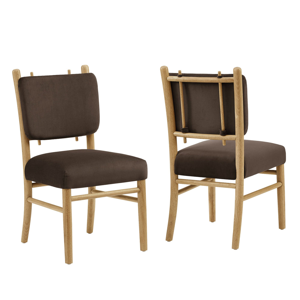 Lot de 2 chaises de salle à manger Mauden en velours de performance